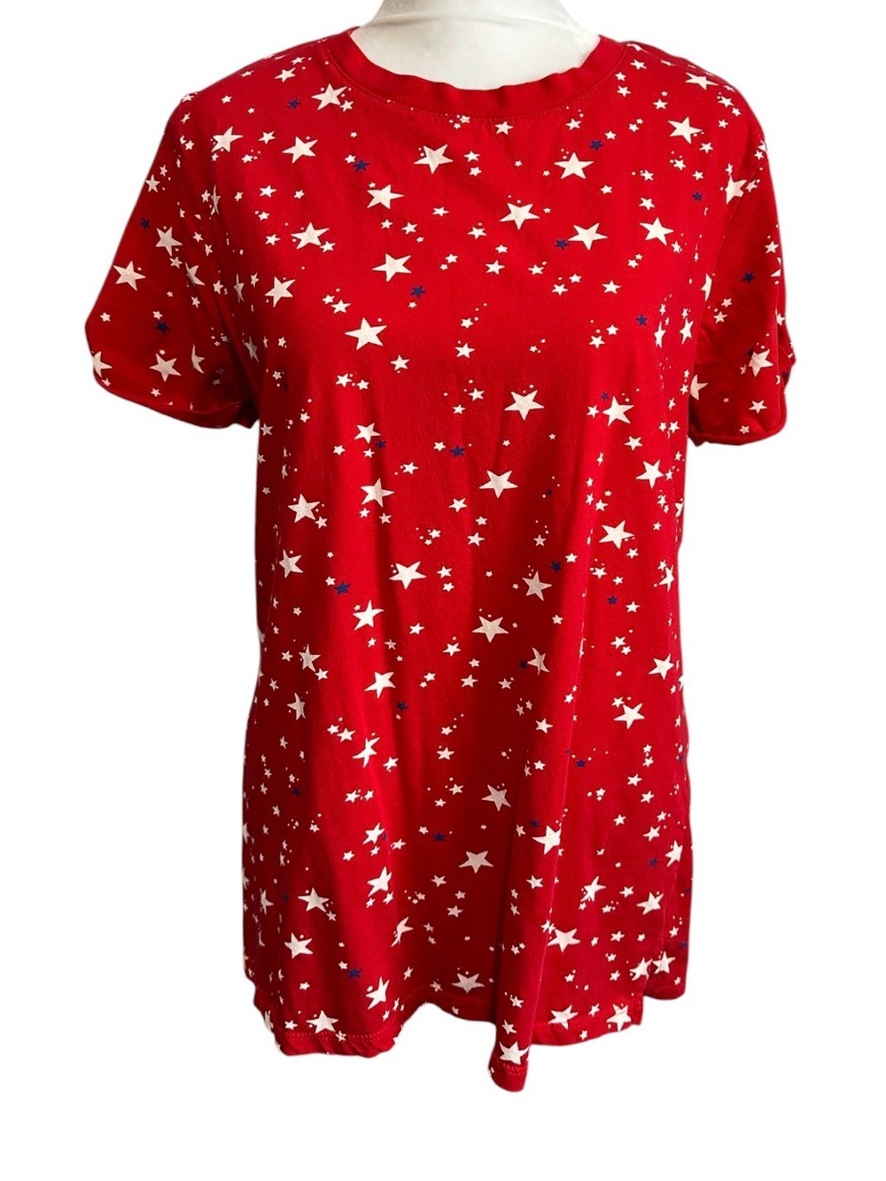 St. John's Bay Red Star-Print Short Sleeve Tee size L 4 of July - Picture 4 of 5